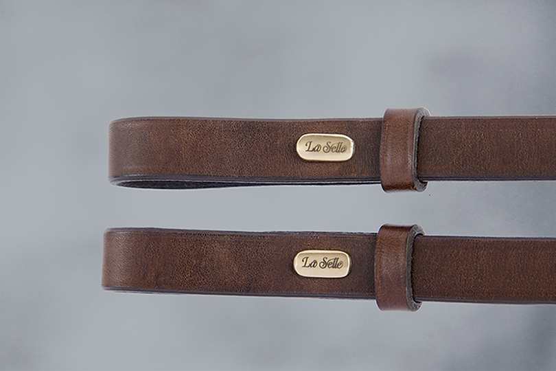 Lederzügel Braun mit Pin Messing Zügel braun messing Pin klein XS ohne Logo