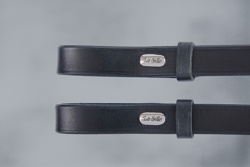 Lederzügel Schwarz mit Pin Edelstahl Zügel schwarz Edelstahl Pin klein XS ohne Logo